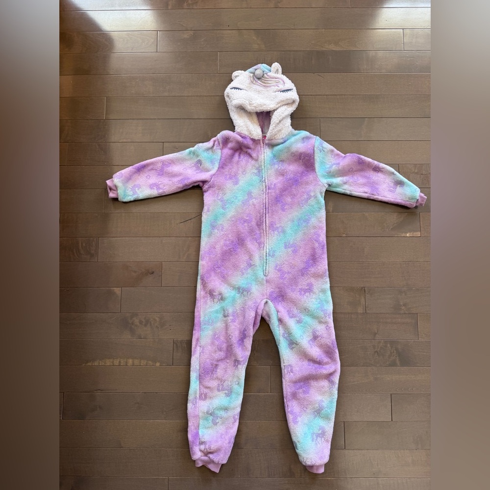 Saint Eve Cozy Tie-Dye Unicorn Hooded Footie - Lavender, Mint & Pastel Blue